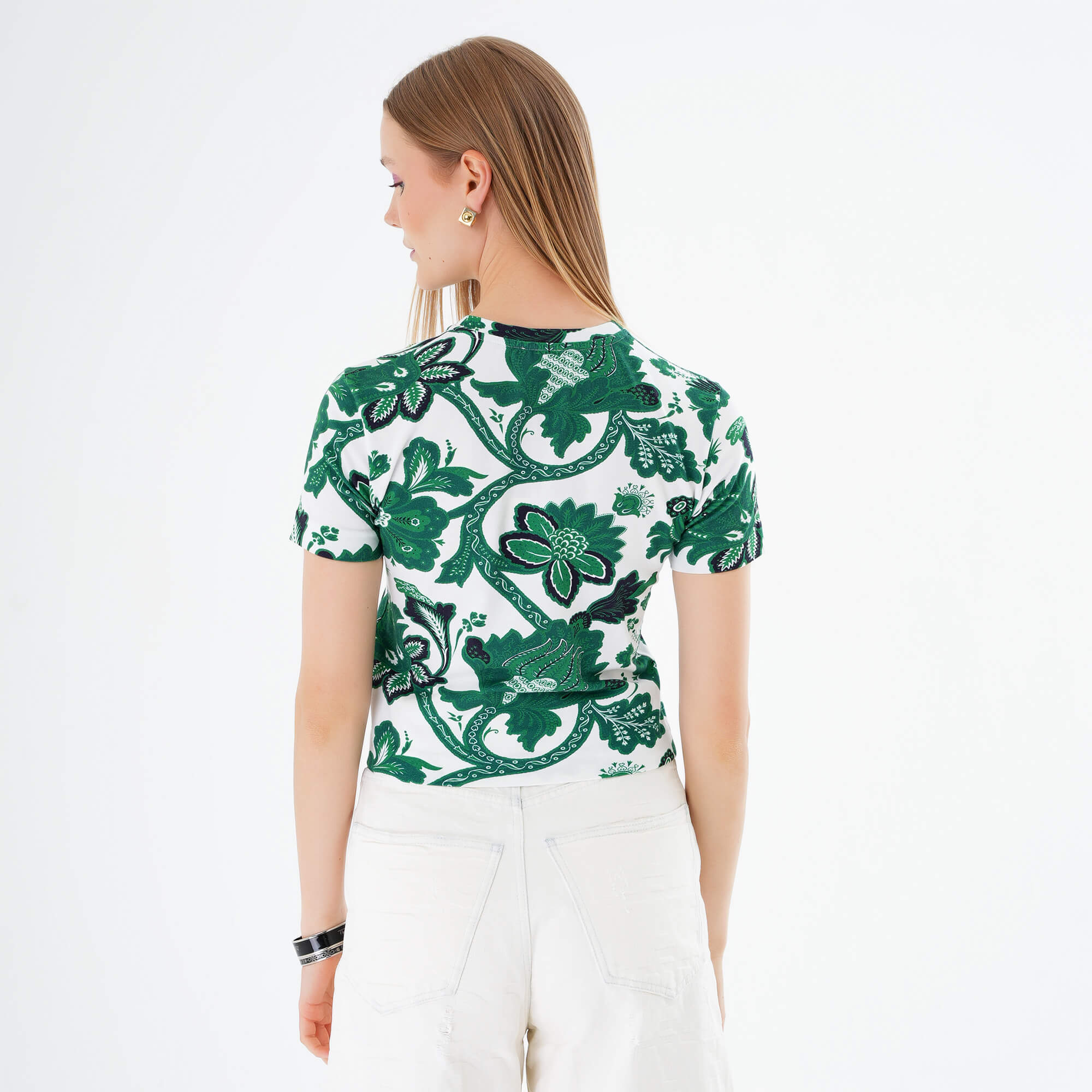 Etro - Floral Print Short Sleeved Tshirt  Green Size L